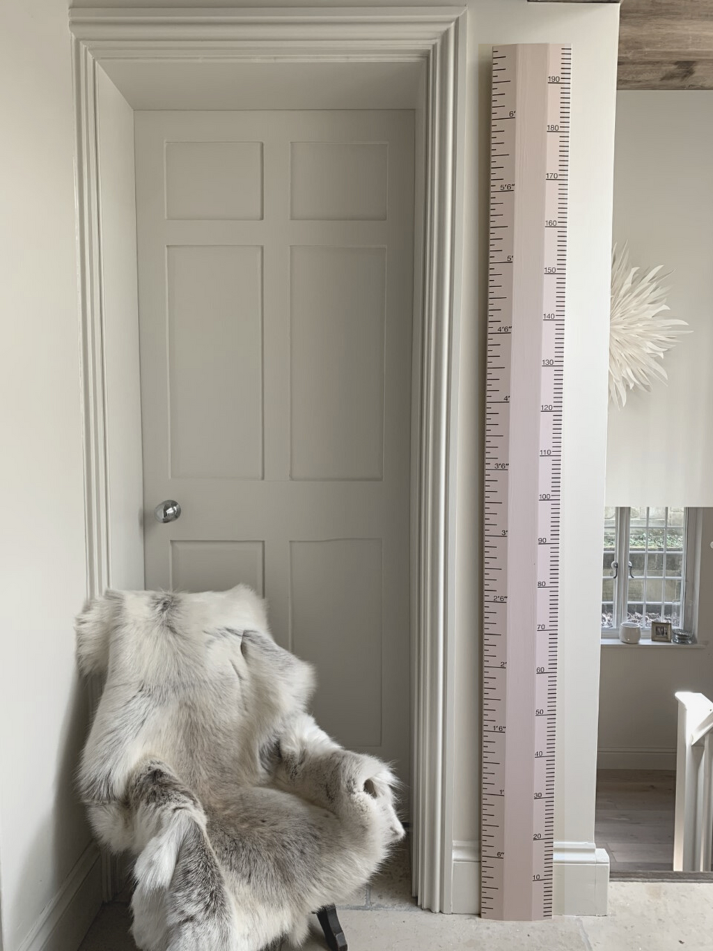 Personalised Pink wooden height chart for nursery wall decor