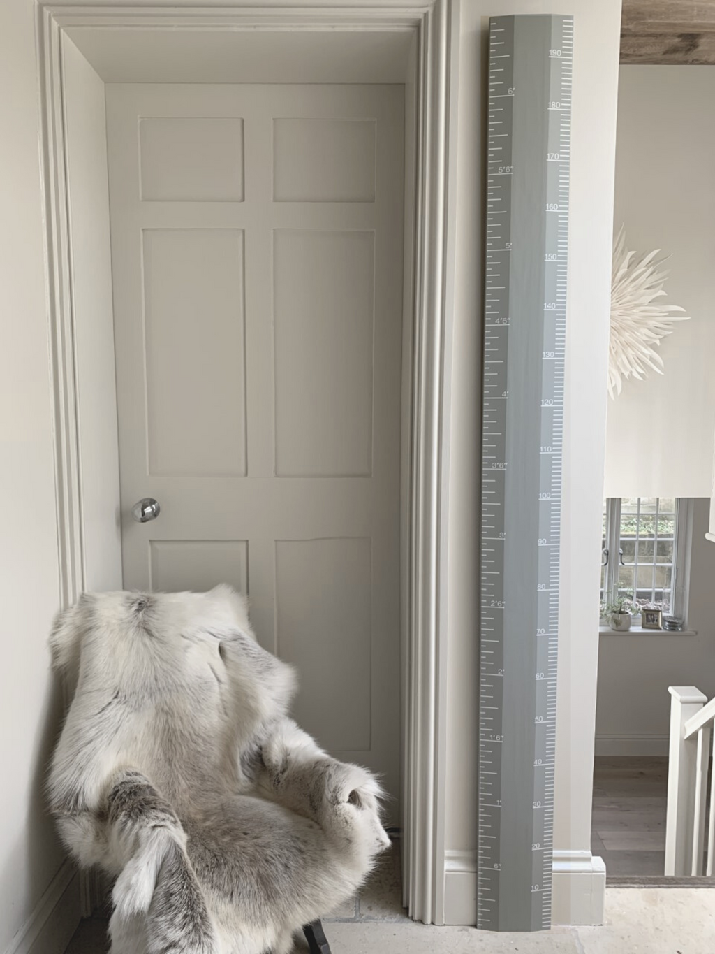 Personalised Grey wooden height chart for nursery wall decor